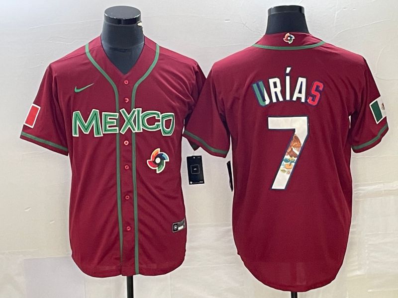 Men 2023 World Cub Mexico #7 Urias Red camo Nike MLB Jersey13->more jerseys->MLB Jersey